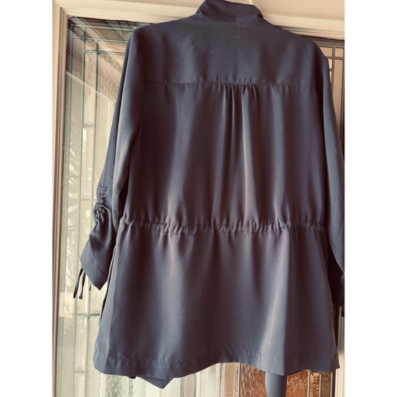 Women's Large Navy Draped Waterfall Open Front Cardigan EST 1946 Capsule Layer - Picture 7 of 8